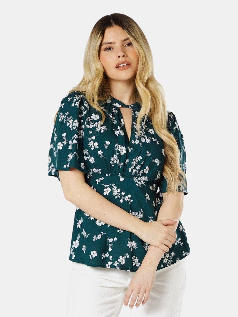 Dorothy Perkins Womens/Ladies Ditsy Floral Twist Neck Blouse (Green) - Green