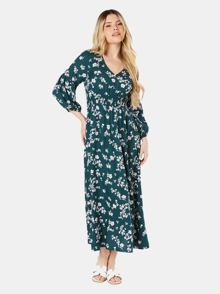 Dorothy Perkins Womens/Ladies Ditsy Floral V Neck Midi Dress (Green) - Green