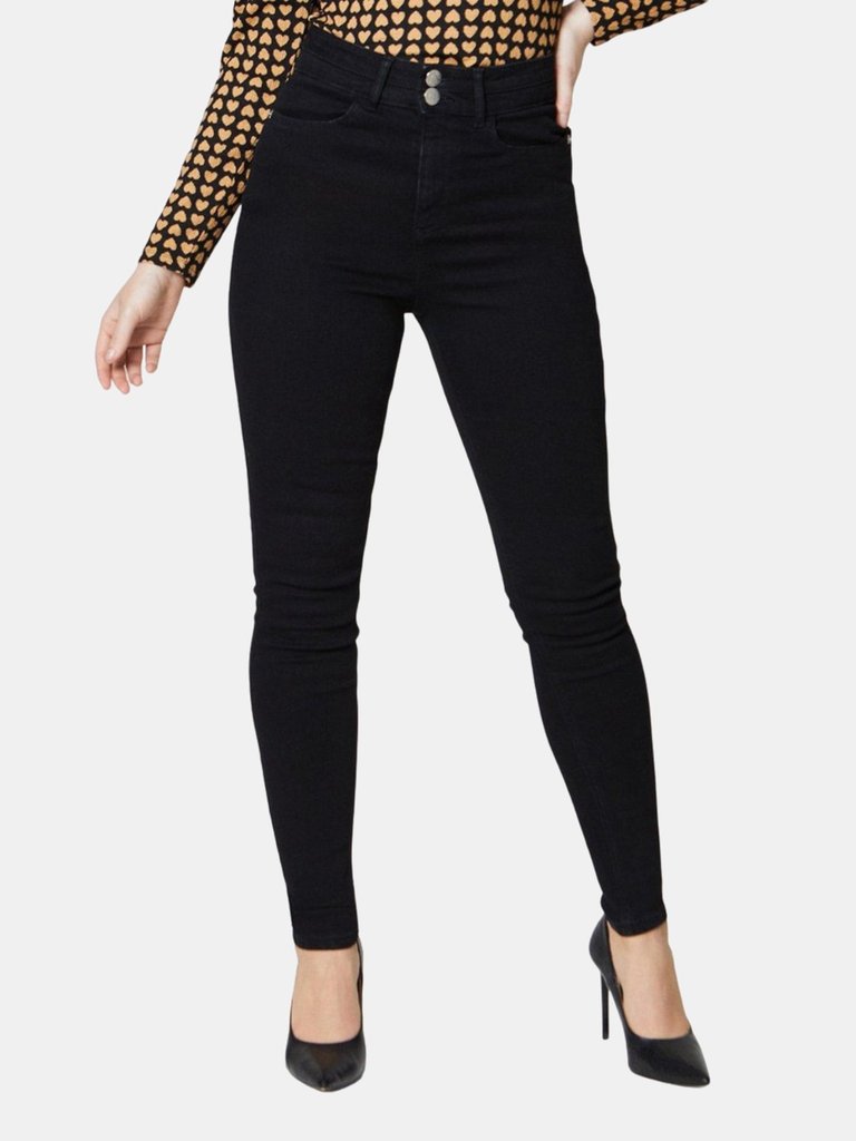 Dorothy Perkins Womens/Ladies Double Waist Detail Skinny Jeans (Black) - Black