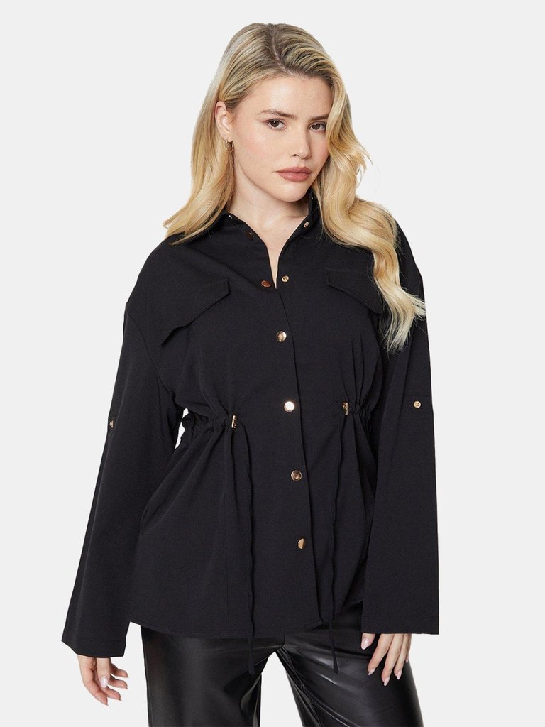 Dorothy Perkins Womens/Ladies Drawstring Waist Shirt Jacket (Black) - Black