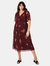 Dorothy Perkins Womens/Ladies Floral Chiffon Frill Plus Midi Dress (Maroon) - Maroon