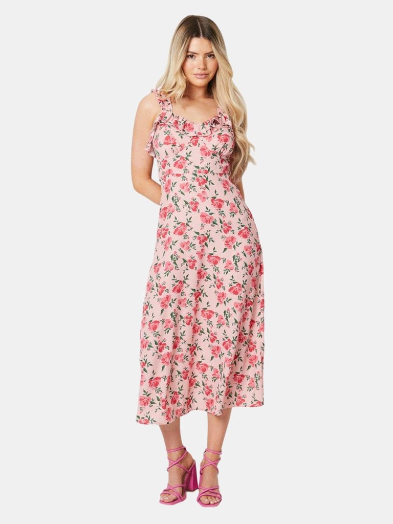 Dorothy Perkins Womens/Ladies Floral Strappy Frill Midi Dress (Pink) - Pink