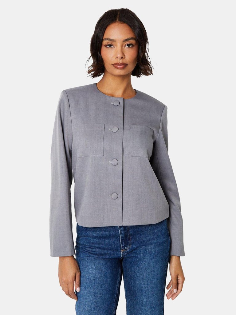 Dorothy Perkins Womens/Ladies Front Pocket Blazer (Gray) - Gray