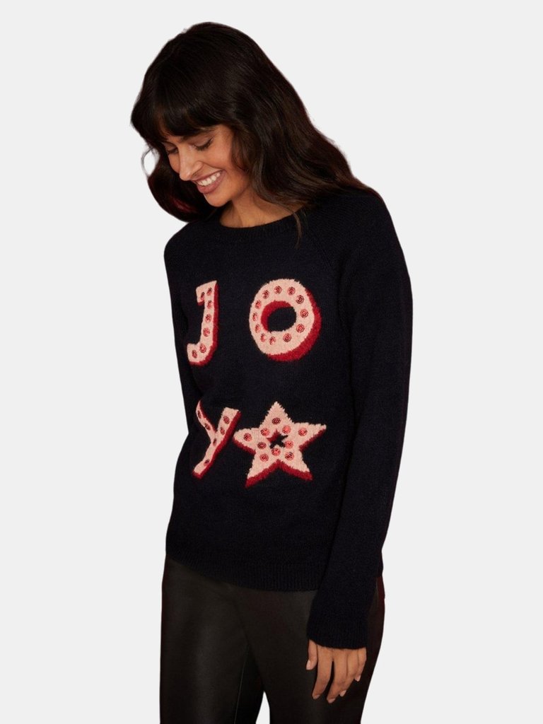 Dorothy Perkins Womens/Ladies Joy Glitter Christmas Sweater (Navy) - Navy