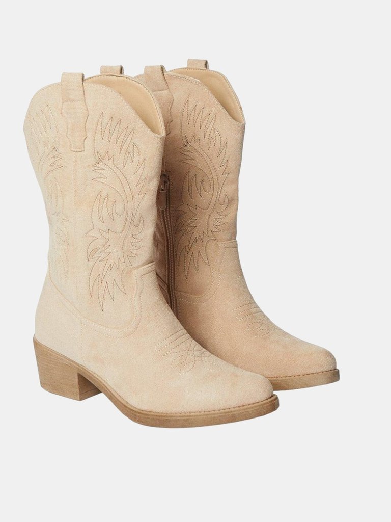 Dorothy Perkins Womens/Ladies Kobi Stitch Detail Cowboy Boots (Beige) (9) - Beige