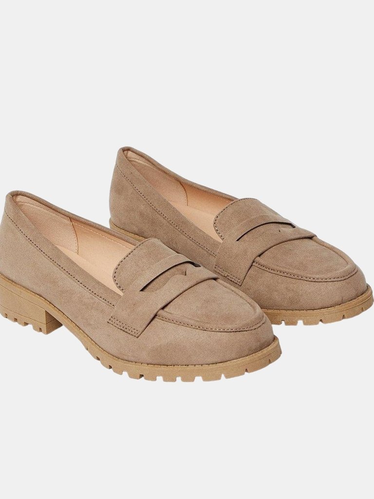 Dorothy Perkins Womens/Ladies Leoni Wide Penny Loafers (Taupe) (11) - Taupe