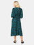 Dorothy Perkins Womens/Ladies Leopard Print Shirred Cuff Long-Sleeved Midi Dress (Black/Blue/Green)