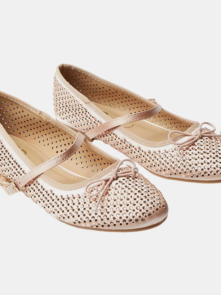 Dorothy Perkins Womens/Ladies Petra Mary Jane Diamante Ballet Shoes (Rose Gold) (5) - Rose Gold