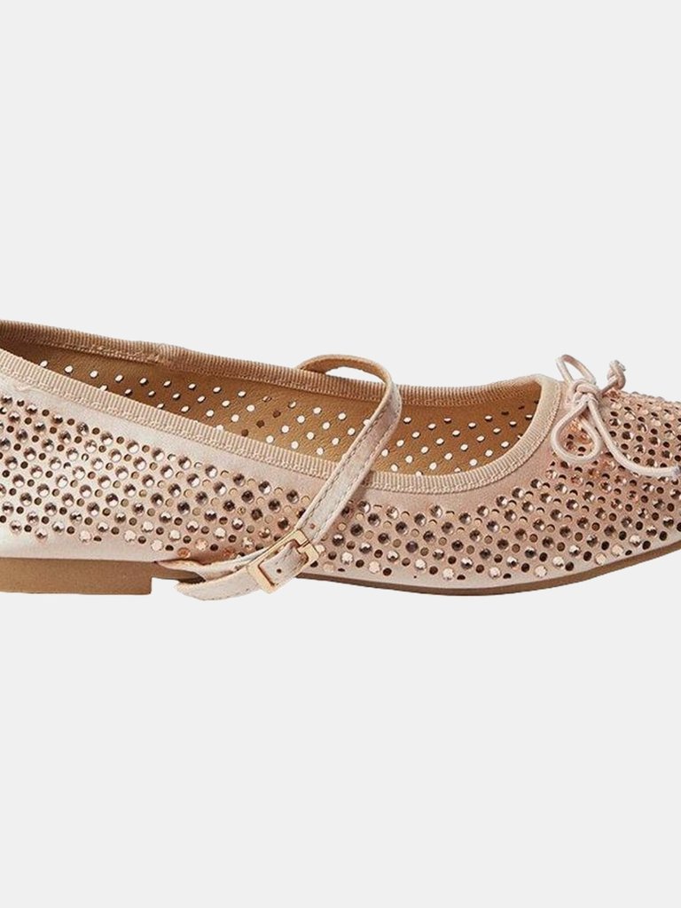 Dorothy Perkins Womens/Ladies Petra Mary Jane Diamante Ballet Shoes (Rose Gold) (5)