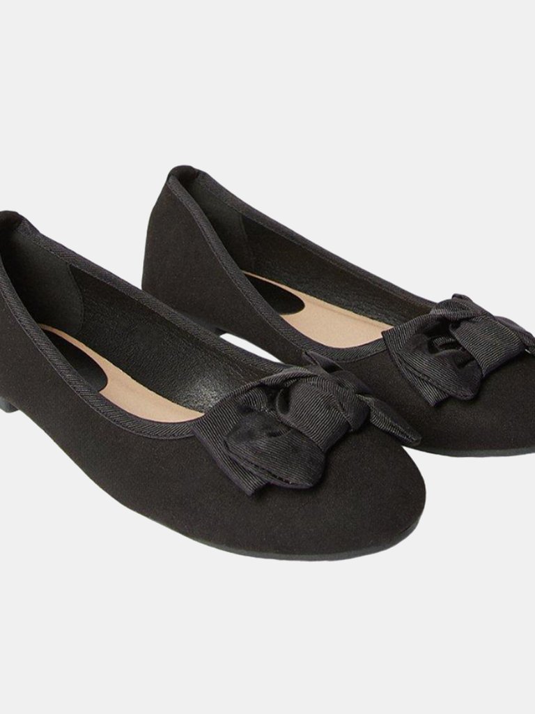 Dorothy Perkins Womens/Ladies Pippin Bow Detail Ballet Shoes (Natural Black) (6) - Natural Black