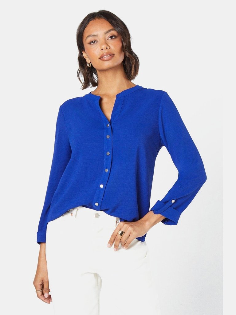 Dorothy Perkins Womens/Ladies Plain Roll Sleeve Shirt (Blue) - Blue