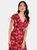 Dorothy Perkins Womens/Ladies Roses V Neck Ruched Midi Dress (Red)