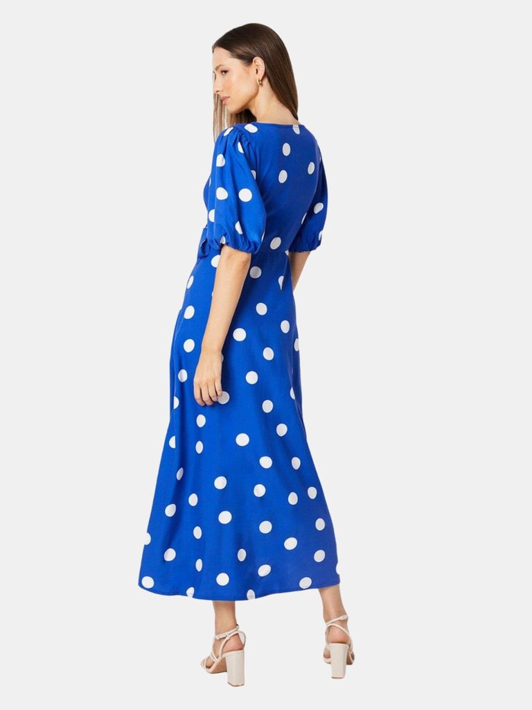 Dorothy Perkins Womens/Ladies Spotted Puff Sleeve Midi Dress (Blue)