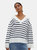 Dorothy Perkins Womens/Ladies Stripe Knitted V Neck Sweater (White) - White