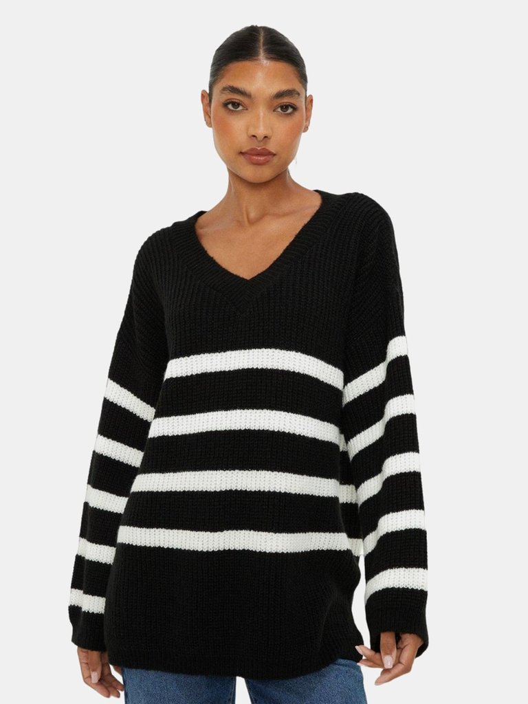 Dorothy Perkins Womens/Ladies V Neck Sweater (Monochrome) - Monochrome