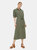 Womens/Ladies Belt Midi Shirt Dress - Khaki