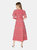 Womens/Ladies Broderie Button Through Midi Dress - Red