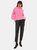 Womens/Ladies Chunky Knit Roll Neck Longline Sweater - Pink