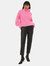 Womens/Ladies Chunky Knit Roll Neck Longline Sweater - Pink