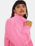 Womens/Ladies Chunky Knit Roll Neck Longline Sweater - Pink