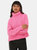 Womens/Ladies Chunky Knit Roll Neck Longline Sweater - Pink - Pink