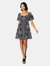 Womens/Ladies Cutwork Puff Sleeve Mini Dress - Black