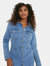 Womens/Ladies Denim Long-Sleeved Shirt Dress - Mid Wash