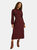 Womens/Ladies Ditsy Print Frill Neck Petite Midi Dress - Berry