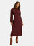 Womens/Ladies Ditsy Print Frill Neck Petite Midi Dress - Berry