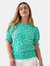 Womens/Ladies Ditsy Print Shirred Top - Green