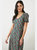 Womens/Ladies Ditsy Print V Neck Short-Sleeved Midi Dress