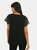 Womens/Ladies Dobby Chiffon Angel Sleeve Blouse Top - Black