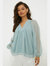 Womens/Ladies Dobby Chiffon Overhead Petite Long-Sleeved Blouse - Sage