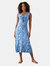 Womens/Ladies Floral Button Through Midi Dress - Blue - Blue