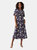 Womens/Ladies Floral Shirred Waist Flutter Midi Dress - Navy