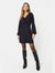 Womens/Ladies Frill Neck Mini Dress - Black