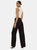 Womens/Ladies High Waist Wide Leg Pants - Black