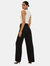 Womens/Ladies High Waist Wide Leg Pants - Black