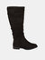 Womens/Ladies Karina Ruched Wide Flat Boots - Natural Black