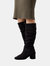 Womens/Ladies Kaya Ruched Knee-High Boots - Natural Black