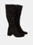 Womens/Ladies Kaya Ruched Knee-High Boots - Natural Black