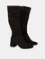 Womens/Ladies Kaya Ruched Knee-High Boots - Natural Black