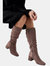 Womens/Ladies Kaya Ruched Knee-High Boots - Taupe