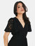 Womens/Ladies Lace Pleated Midi Dress - Black