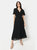 Womens/Ladies Lace Pleated Midi Dress - Black - Black