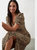 Womens/Ladies Leopard Print Short-Sleeved Midi Dress