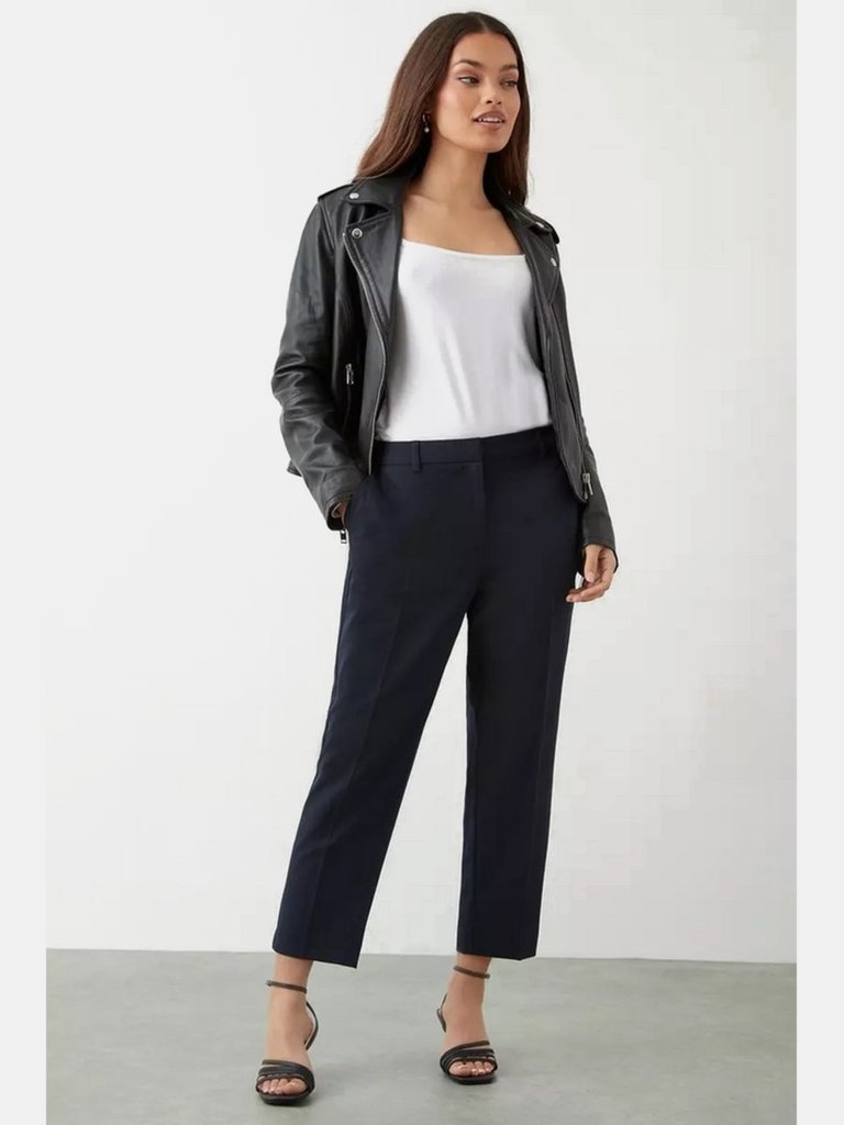 Womens/Ladies Naples Petite Ankle Grazer Trousers - Navy