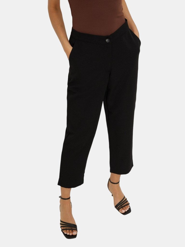 Womens/Ladies Petite Slim Pants - Black - Black