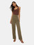 Womens/Ladies Pleat Front Straight Leg Pants - Khaki