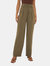 Womens/Ladies Pleat Front Straight Leg Pants - Khaki - Khaki